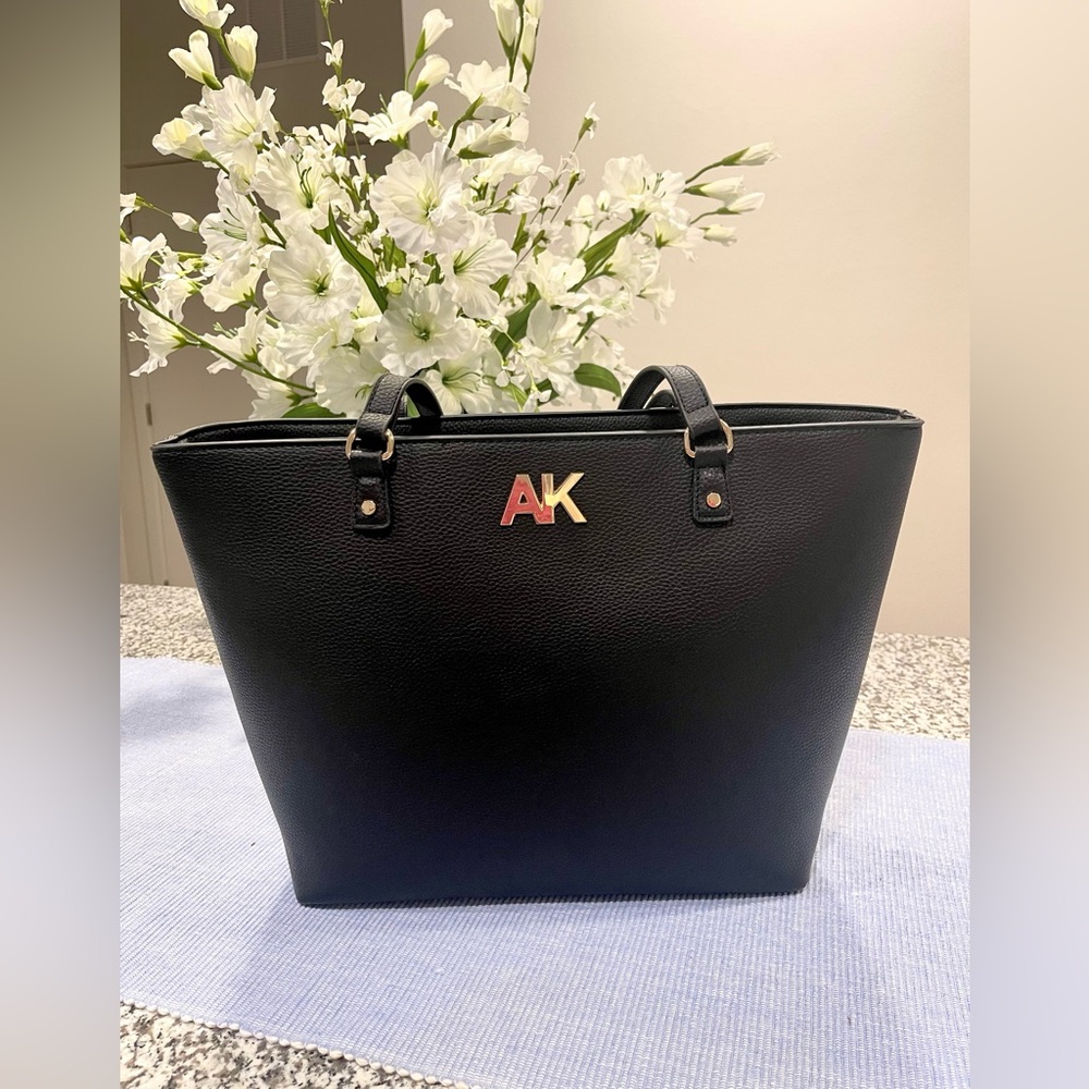 New Anne Klein Black Tote with Gold Accents
